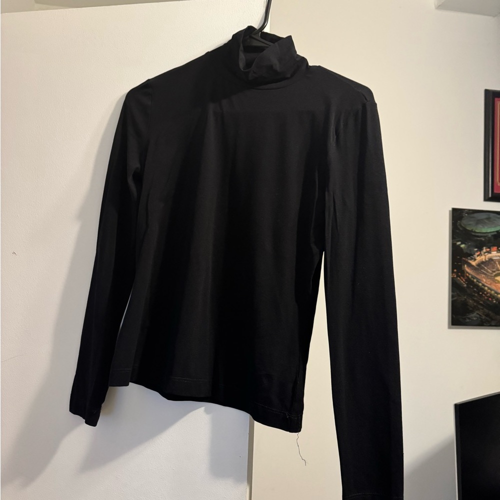 St. John Black Turtleneck Long Sleeve Top